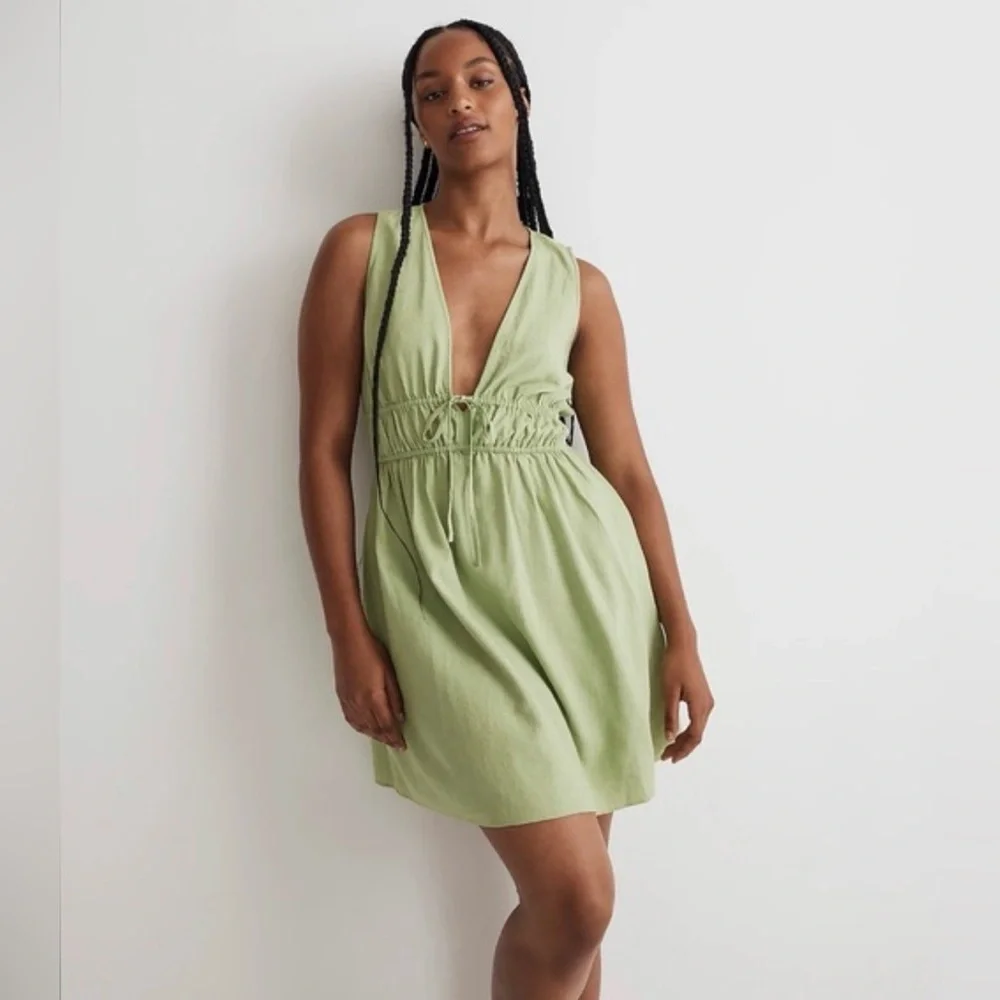 Madewell Green Sleeveless Gathered Waist Dress Size XL - Picture 1 of 7